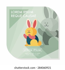 Rabbit flat icon with long shadow,eps 10