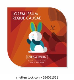 Rabbit flat icon with long shadow,eps 10