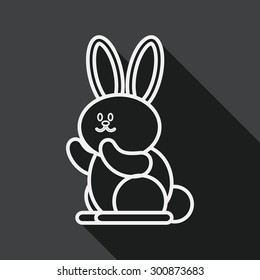 Rabbit flat icon with long shadow,eps 10, line icon