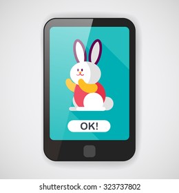 Rabbit flat icon with long shadow,eps 10