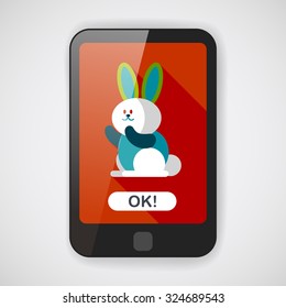 Rabbit flat icon with long shadow,eps 10