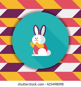 Rabbit flat icon with long shadow,eps 10