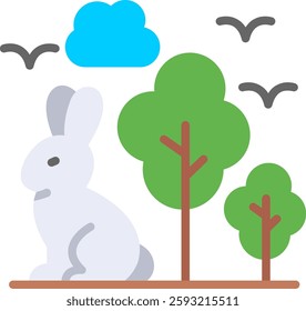 Rabbit Flat Illustration Vector Design