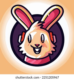 rabbit flat style avatar vector texture