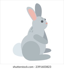 Rabbit flat style vector illustration on white background, logo mascot suitable for web design banner character