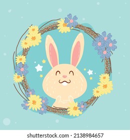 rabbit in floral frame character