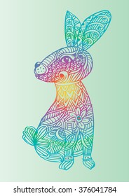  Rabbit with floral ornaments