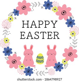 Rabbit and flower easter frame material