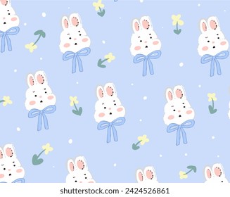 Rabbit and flower pattern design for templates.