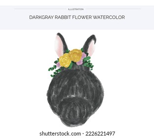 Rabbit Flower Watercolor Easter day