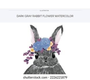 Rabbit Flower Watercolor Easter day