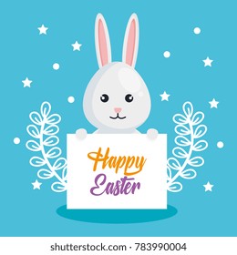 rabbit and flowers easter celebration poster