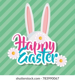 rabbit and flowers easter celebration poster