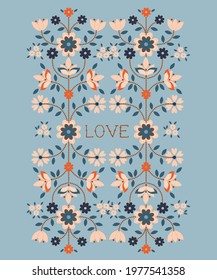 Rabbit and Flowers print and tee graphic 
