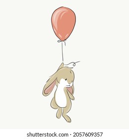 A Rabbit Is Flying In A Balloon