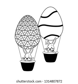 rabbit flying balloons eggs basket