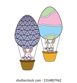 rabbit flying balloons eggs basket