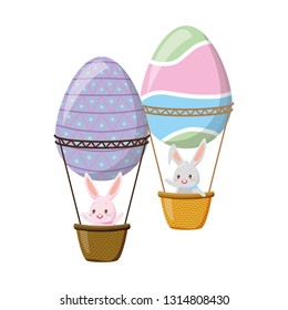 rabbit flying balloons eggs basket