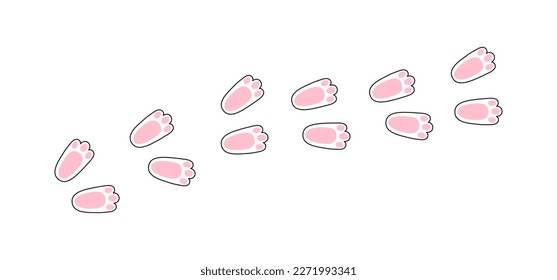 Rabbit footprint, bunny paw, Easter foot, animal track, hare feet pattern. Cute vector illustration