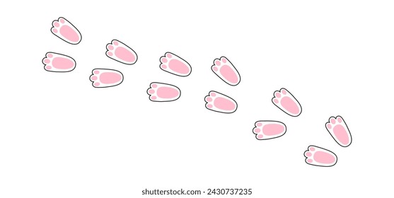 Rabbit footprint, bunny paw, Easter foot, animal track, hare feet pattern. Cute vector illustration