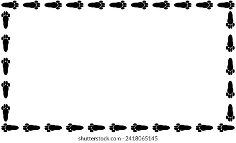 Rabbit footprint frame border, Rabbit tracks