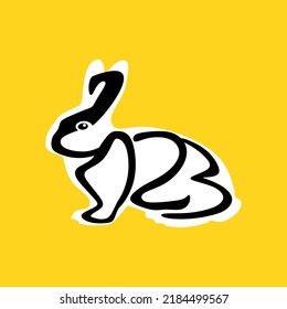 Rabbit in the form of 2023. 2023 symbol design. Year of the Rabbit creative minimalist design. Happy new year. vector