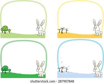 rabbit in Four seasons with frame