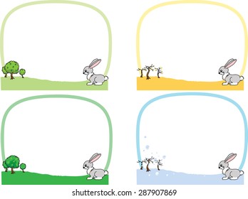 rabbit in Four seasons with frame