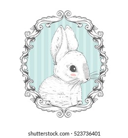 Rabbit in the frame. Hand drawing. Vector illustration EPS10