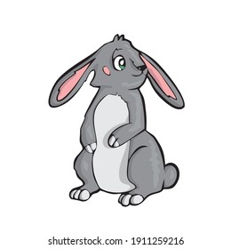 Rabbit  Friendly Cute forest animal Cartoon. Vector illustration