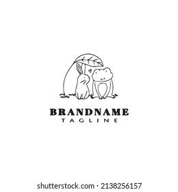 rabbit and frog logo cartoon design symbol icon black modern unique vector illustration