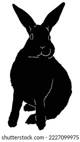 Rabbit front view logo silhouette vector, bunny icon illustration isolated on white background