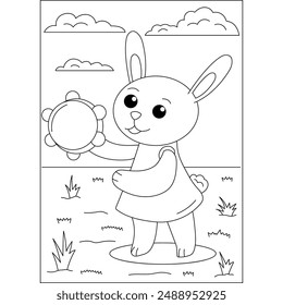 rabbit funny animal coloring book page for kids or grown adults coloring book mindful relaxation activity