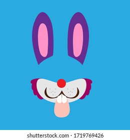 rabbit funny mask for kids party, vector design illustration