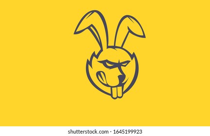 Rabbit gaming mascot logo silhouette version. Rabbit logo in sport style, illustration design vector.