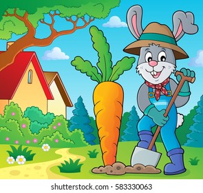 Rabbit Gärtner Thema Bild 2 - eps10 Vektorgrafik.