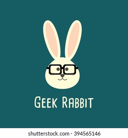 Rabbit Geek, nerd, smart, hipster - animals icons and symbols.