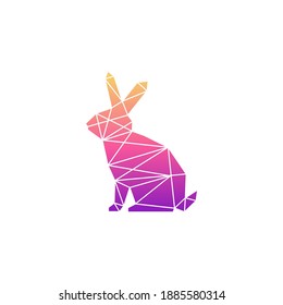 rabbit geometric gradation color style. animal vector illustration. animal wall art