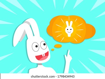 Rabbit get new idea, vector cartoon art