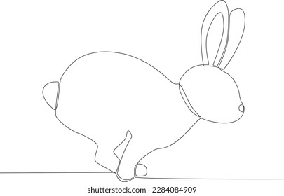 A rabbit getting ready to jump. Urban pet one-line drawing