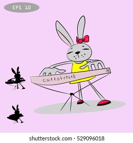 Rabbit girl playing it with animals