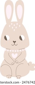 Rabbit Girl Sitting Vector Illustration