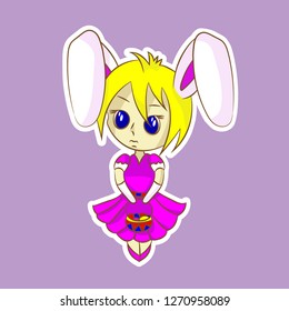 Rabbit girl in vector