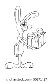 The rabbit gives a gift.