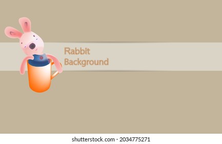 Rabbit in glass showing tired expression on brown background 