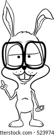 Rabbit with glasses, contour illustration / Editable Eps 10