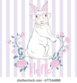 rabbit with glasses, vector, illustration