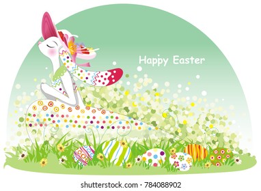 Rabbit goddess praying on the prairie