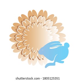 Rabbit with gold flower design, Mid autumn harvest moon festival oriental chinese and celebration theme Vector illustration