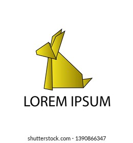 rabbit, golden beautiful animal origami for logo, icon or sign business or creative industry